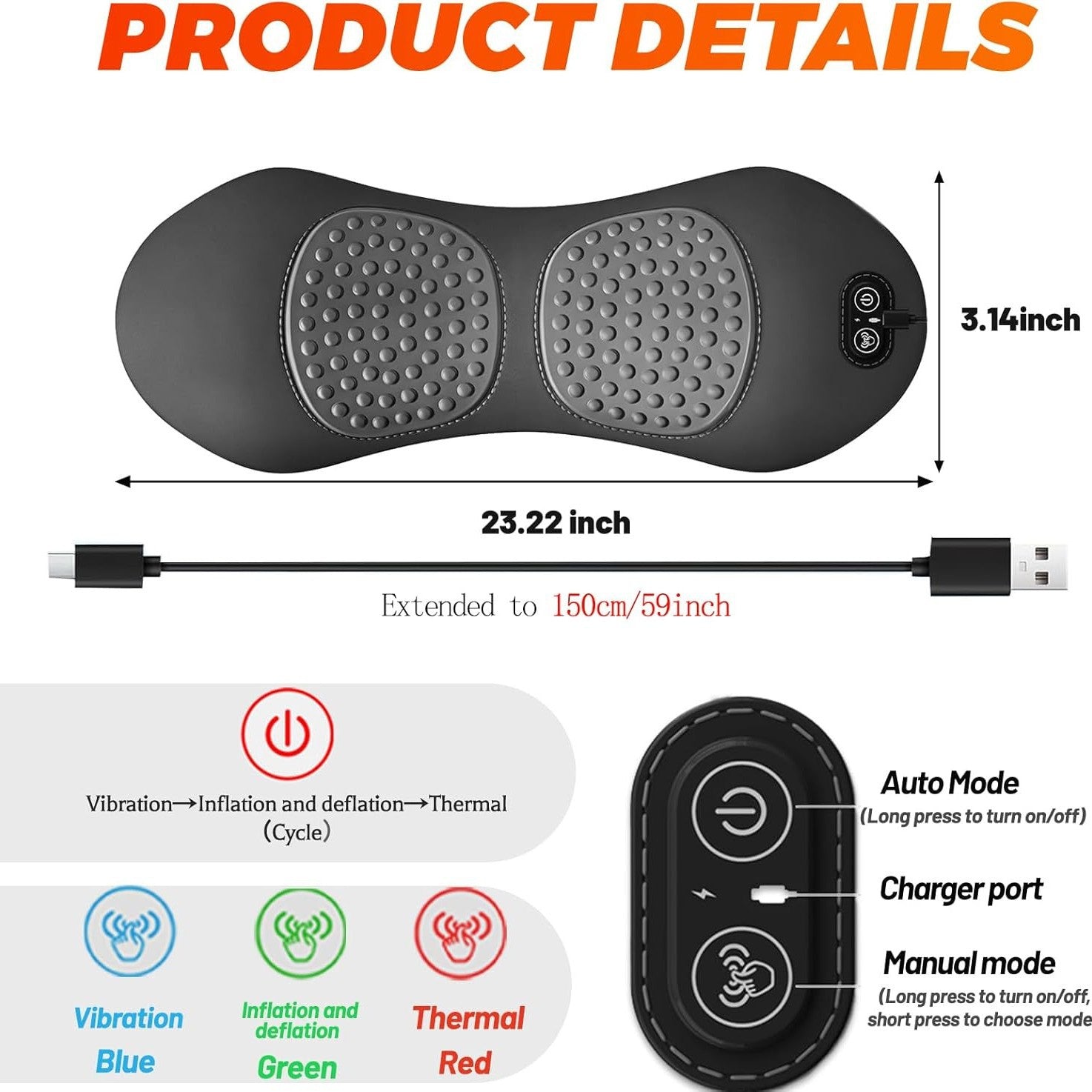 3-in-1 Plug-in Lumbar Support Pillow